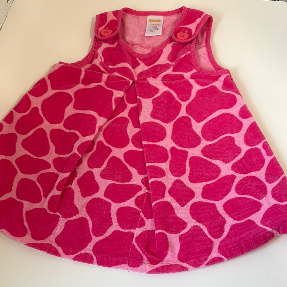 Gymboree pink giraffe print dress size 3/6 months